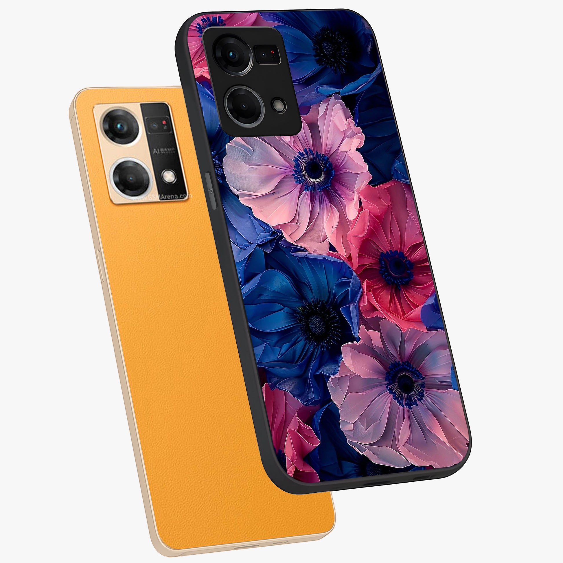 Flower Paper Art Pattern Glass Case displayed in angled mockup highlighting layered paper flower design with artistic aesthetic.