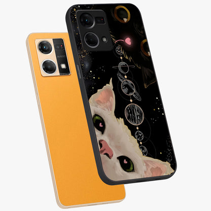 Galactic Cat Glass Case displayed in angled mockup highlighting celestial feline illustration with galaxy aesthetic style.