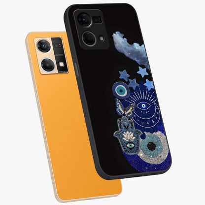 Galactic Charm Cluster Glass Case displayed in angled mockup highlighting luminous galaxy inspired design with dreamy aesthetic.