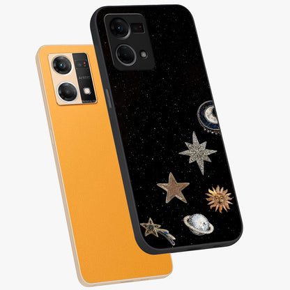Galactic Charm Glow Glass Case displayed in angled mockup highlighting luminous galaxy inspired design with dreamy aesthetic.