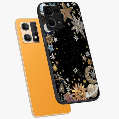Galactic Jewel Stars Glass Case displayed in angled mockup highlighting shining celestial star design with cosmic aesthetic style.