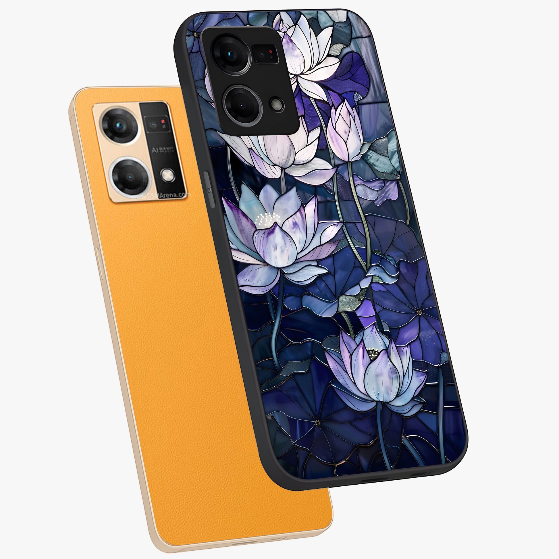 Gloss Petal Rush Glass Case displayed in angled mockup highlighting vibrant petal design with elegant floral aesthetic.