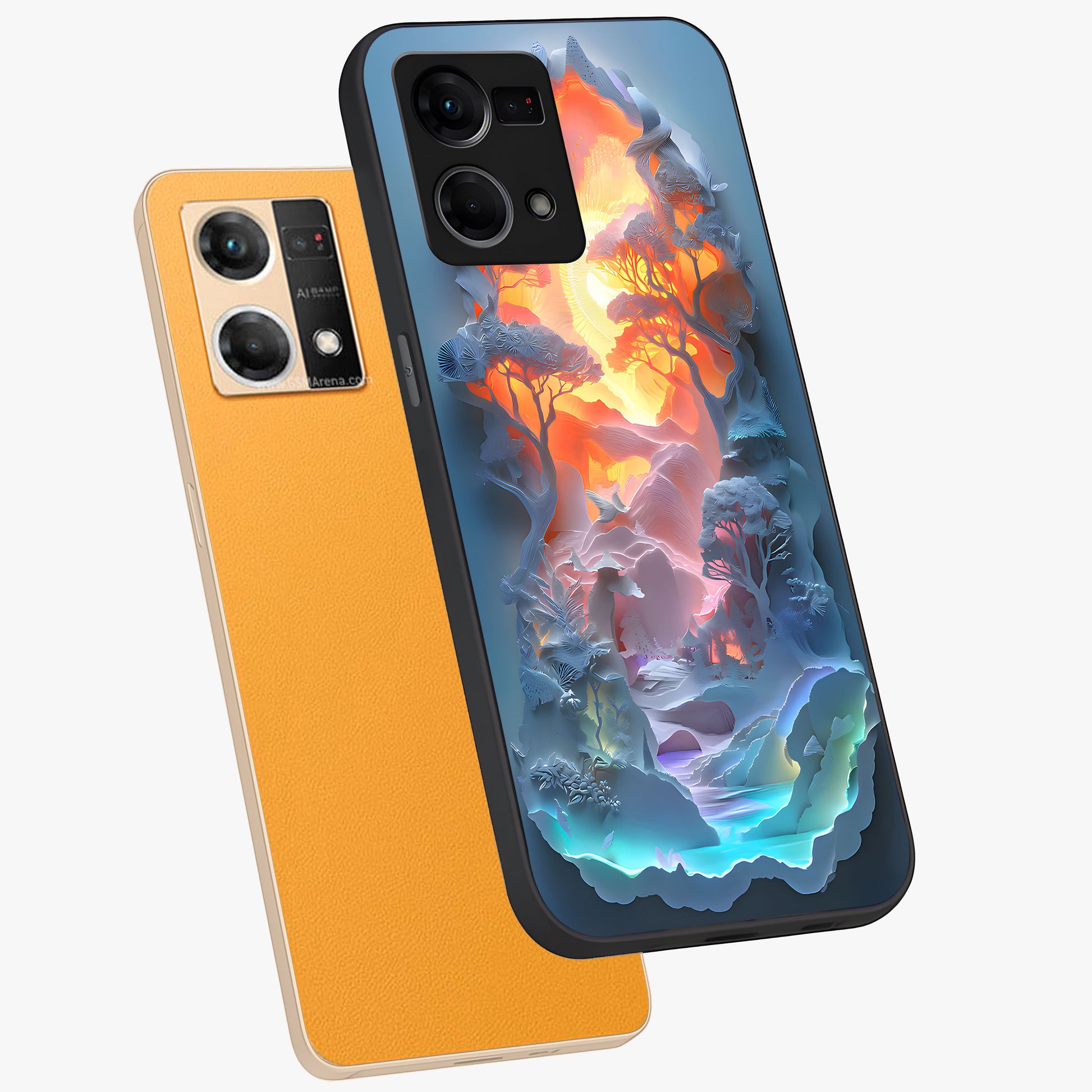 Glow Forest Portal Glass Case displayed in angled mockup highlighting mystical forest design with magical glowing aesthetic.