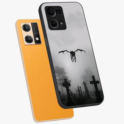 Graveyard Shadow Descent Glass Case displayed in angled mockup highlighting eerie shadow illustration with gothic aesthetic.