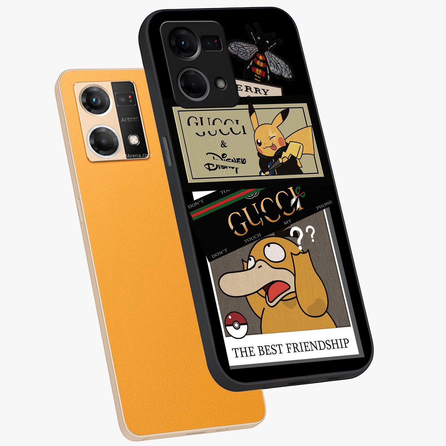 Gucci Play Mashup Glass Case displayed in angled mockup highlighting stylish fashion mashup design with bold aesthetic.