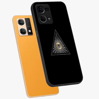 Illuminati Evil Glass Case displayed in angled mockup highlighting dark occult inspired design with bold aesthetic style.
