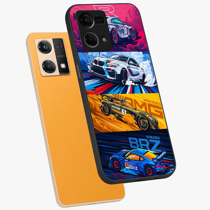 JDM Sports Car Glass Case displayed in angled mockup highlighting sleek Japanese racing car design with automotive aesthetic.