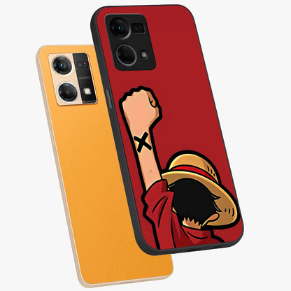 Luffy X Spirit Glass Case displayed in angled mockup highlighting powerful anime design with energetic action aesthetic.