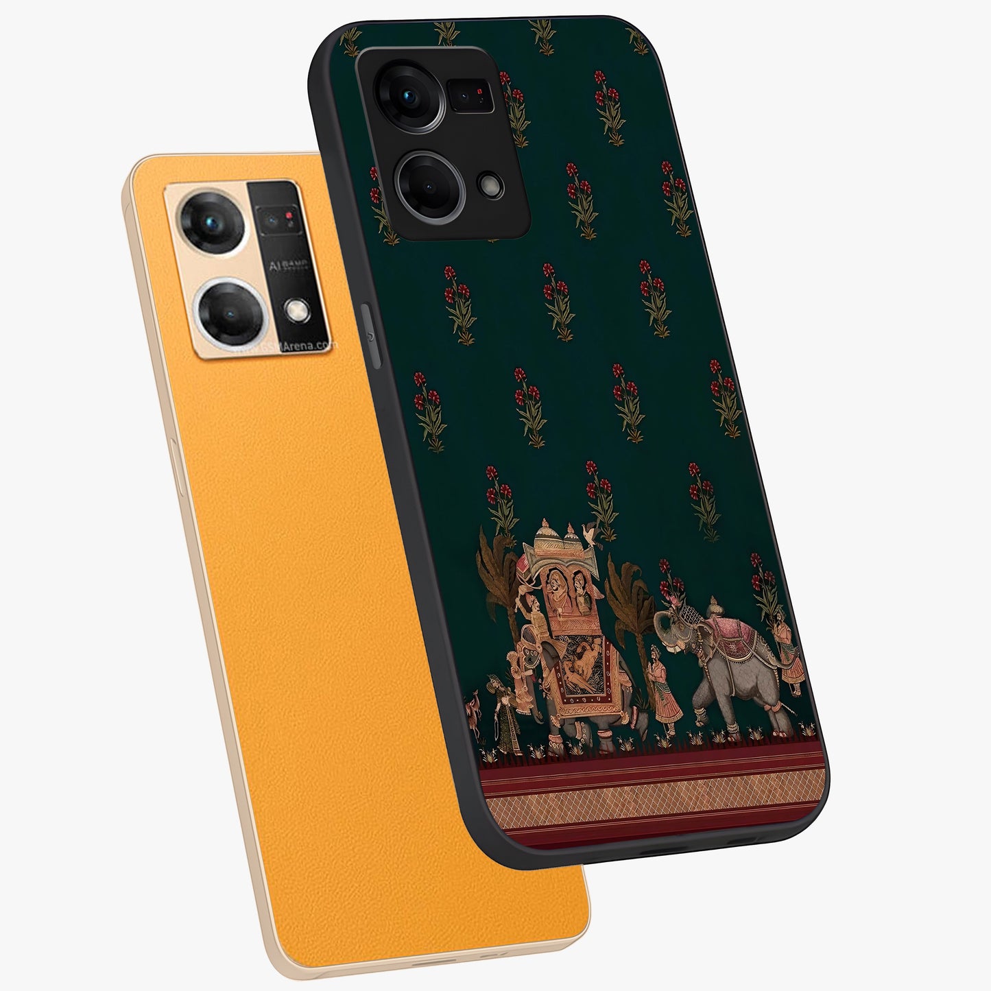 Macmerise Glass Case displayed in angled mockup highlighting trendy graphic design with sleek aesthetic style.