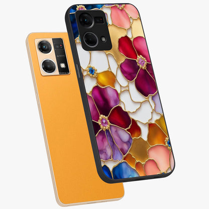 Marble Flower Pattern Glass Case displayed in angled mockup highlighting elegant marble floral design with modern aesthetic.