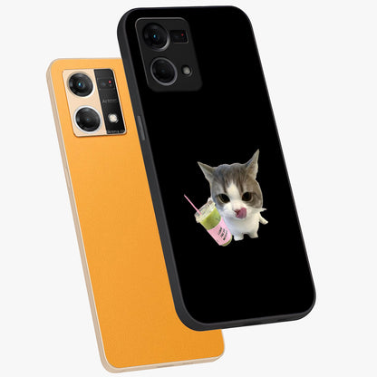 Matcha Cat Style Glass Case displayed in angled mockup highlighting playful feline design with pastel matcha aesthetic.
