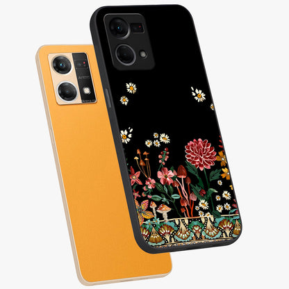 Midnight Bloom Pattern Glass Case displayed in angled mockup highlighting elegant flower design with midnight aesthetic style.