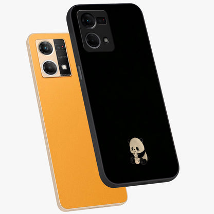 Midnight Panda Love Glass Case displayed in angled mockup highlighting adorable panda illustration with midnight aesthetic.