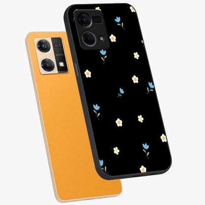 Minimal Petal Whispers Glass Case displayed in angled mockup highlighting delicate petal design with clean minimal aesthetic.