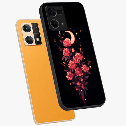 Moonlit Floral Elegance Glass Case displayed in angled mockup highlighting graceful flower design with soft moonlight aesthetic.
