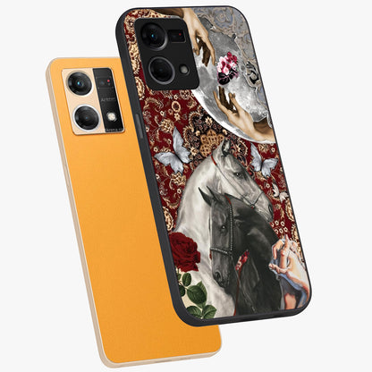 Moonlit Royal Stallion Glass Case displayed in angled mockup highlighting powerful stallion illustration with royal night aesthetic.
