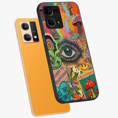 Mystic Eye Wonderland Glass Case displayed in angled mockup highlighting magical eye illustration with dreamy aesthetic.