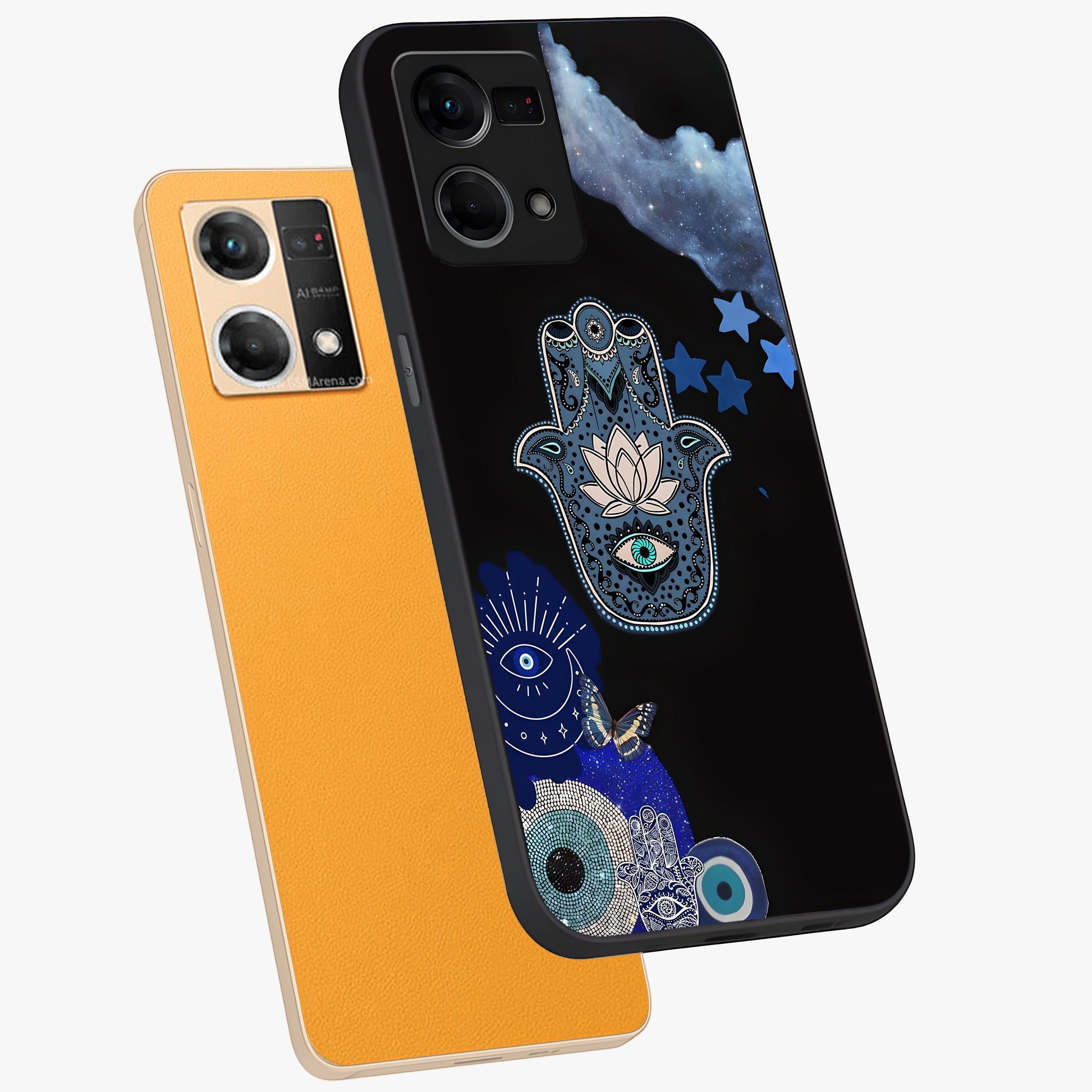 Mystic Hand Aura Glass Case displayed in angled mockup highlighting magical aura design with spiritual aesthetic style.