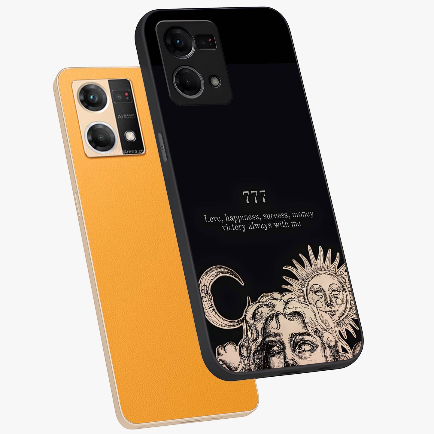 Mystic Victory Aura Glass Case displayed in angled mockup highlighting energetic aura design with bold mystical aesthetic.