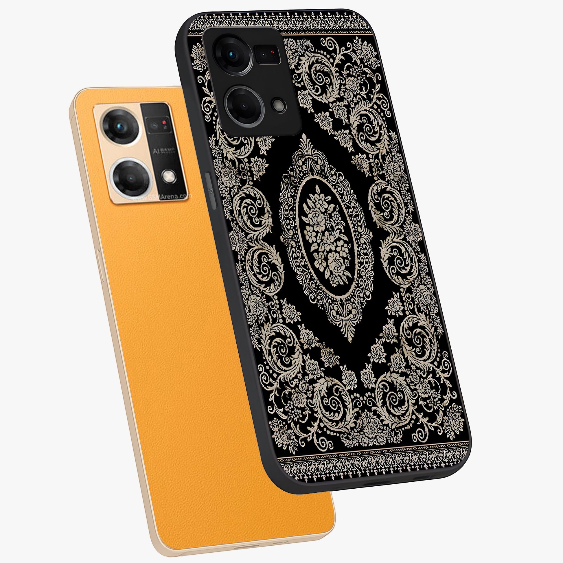 Noir Bloom Elegance Glass Case displayed in angled mockup highlighting refined flower design with stylish noir aesthetic.