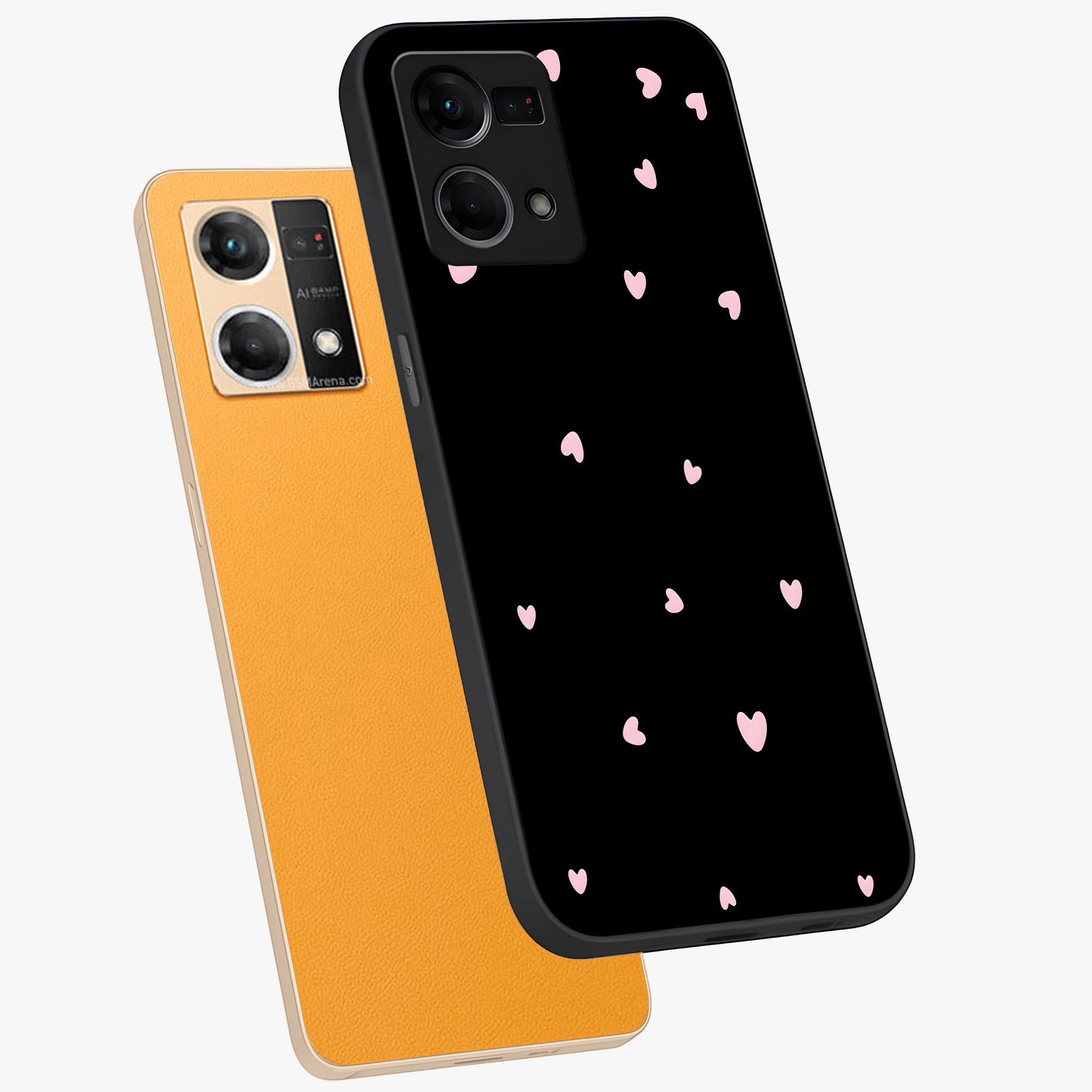 Pink Love Drops Glass Case displayed in angled mockup highlighting cute love drop design with vibrant pink aesthetic.