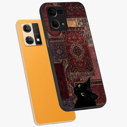 Regal Magic Cat Apple Glass Case displayed in angled mockup highlighting whimsical feline design with fantasy aesthetic.