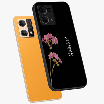 Riching Lavender Flower Custom Name Glass Case displayed in angled mockup highlighting delicate lavender flower design with custom name feature.