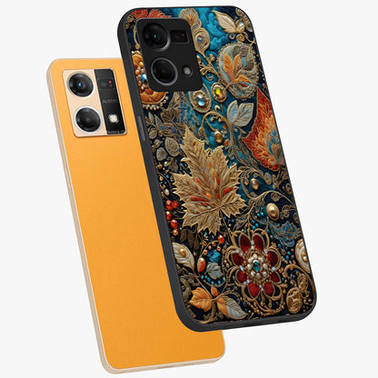 Royal Jewel Garden Glass Case displayed in angled mockup highlighting vibrant jewel inspired floral design with elegant aesthetic.