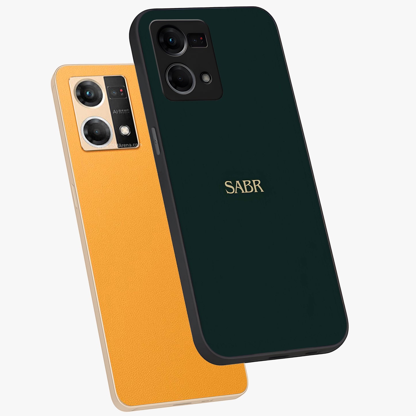 Sabr Minimal Patience Glass Case displayed in angled mockup highlighting simple inspirational design with clean aesthetic style.