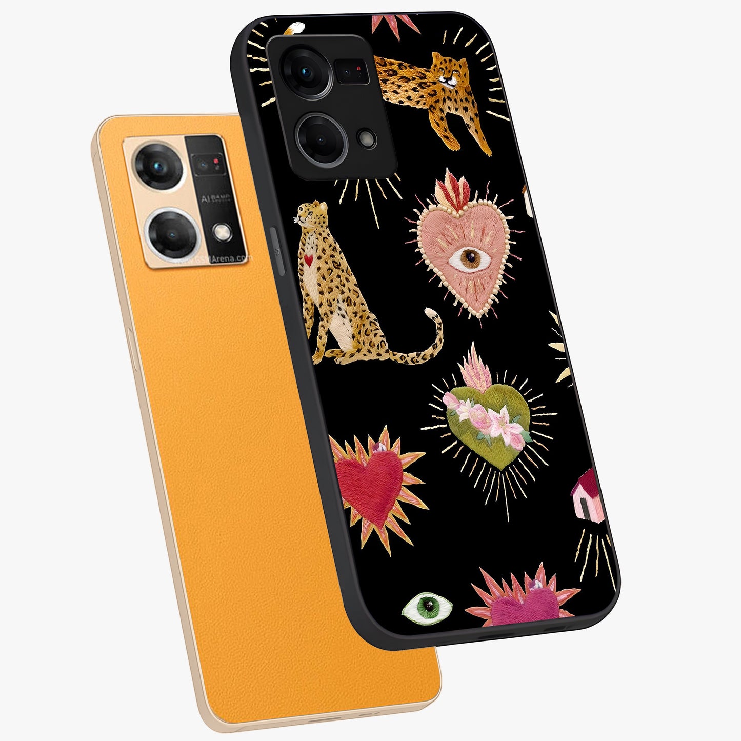 Sacred Jungle Heart Glass Case displayed in angled mockup highlighting lush tropical design with natural aesthetic style.