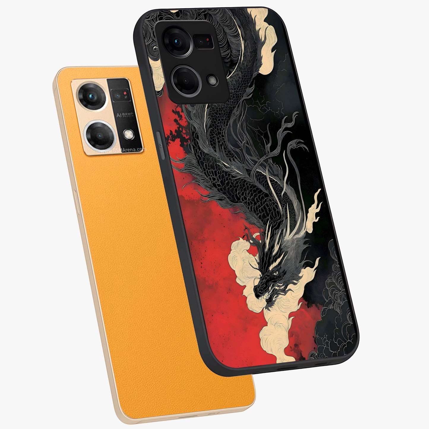 Shadow Dragon Fury Glass Case displayed in angled mockup highlighting powerful dragon illustration with dark fantasy aesthetic.