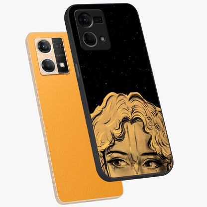 Shri Krishna Art Glass Case displayed in angled mockup highlighting spiritual Krishna illustration with divine aesthetic.