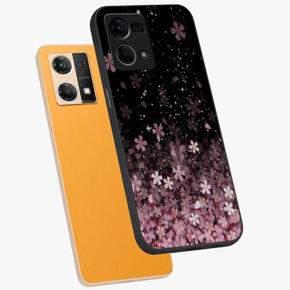 Small Starry Flowers Glass Case displayed in angled mockup highlighting tiny flower pattern with celestial aesthetic style.