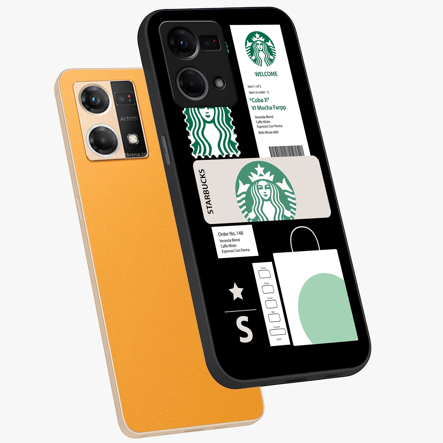 Starbucks Mocha Glass Case displayed in angled mockup highlighting stylish mocha themed design with cozy café aesthetic.