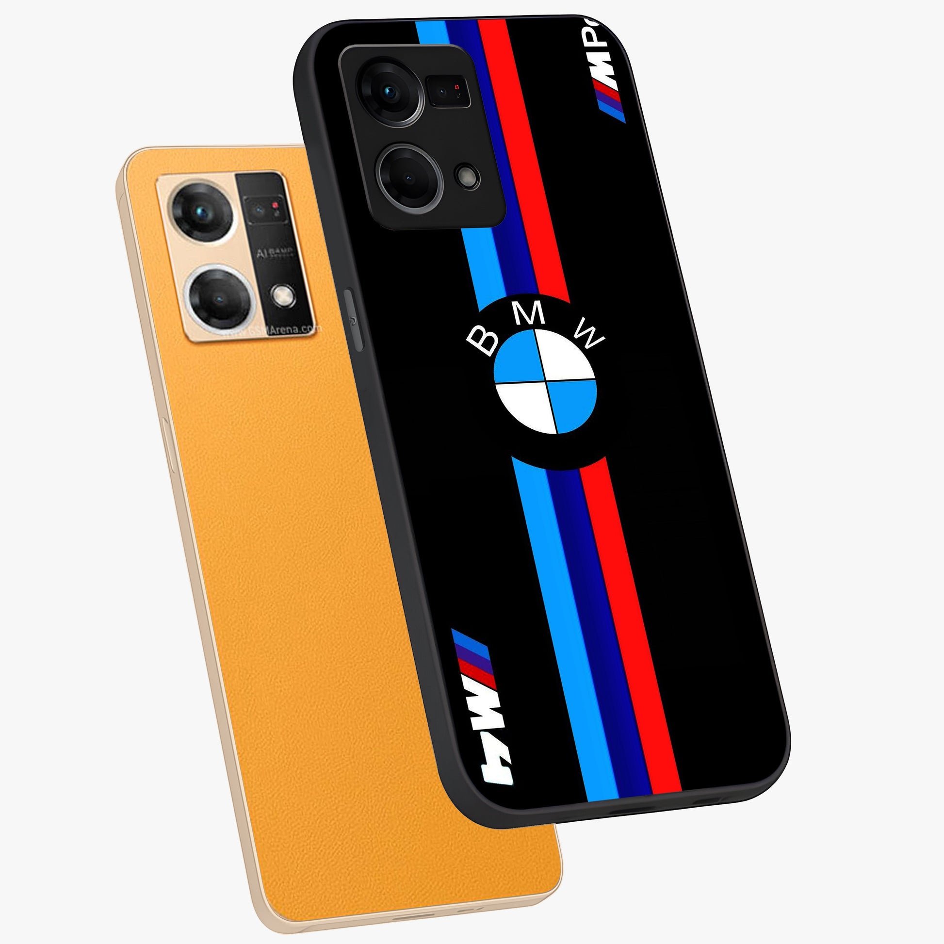 Turbo BMW Beast Glass Case displayed in angled mockup highlighting sleek racing car design with bold automotive aesthetic.