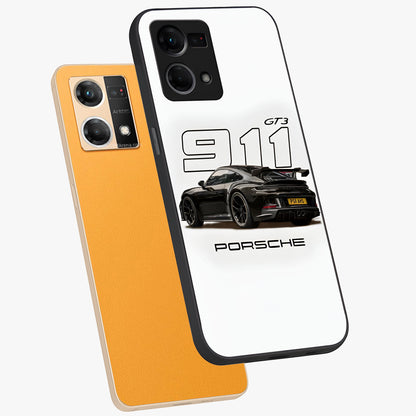 Turbo Legacy Icon Glass Case displayed in angled mockup highlighting dynamic automotive design with performance aesthetic.