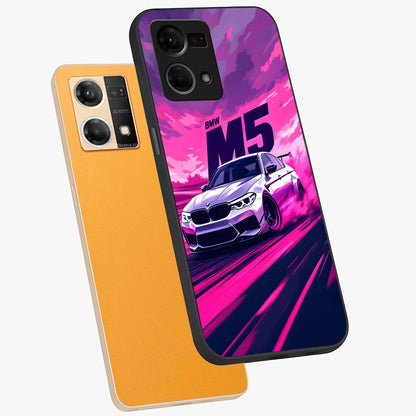 Velocity Drift Pulse Glass Case displayed in angled mockup highlighting dynamic drift design with sporty automotive aesthetic.