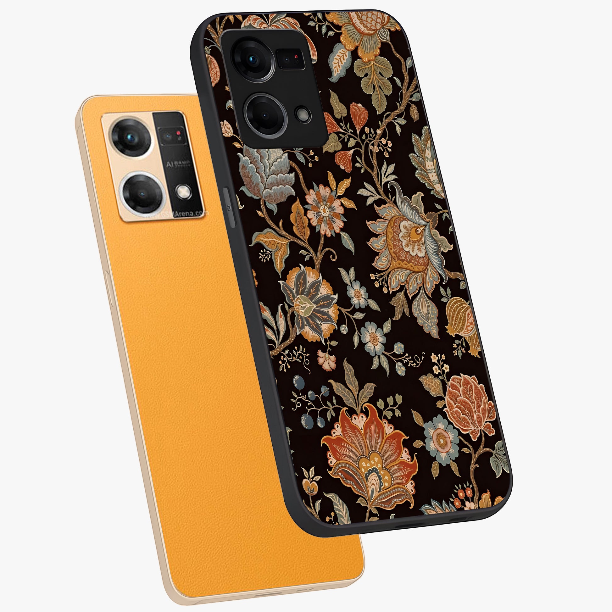 Vintage Floral Dream Glass Case displayed in angled mockup highlighting elegant vintage flower design with soft aesthetic style.