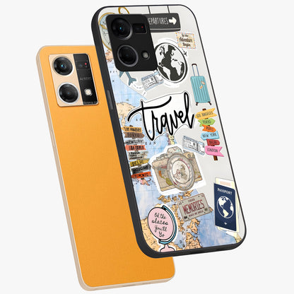 Wanderlust Journal Glass Case displayed in angled mockup highlighting adventure themed design with aesthetic travel vibe.