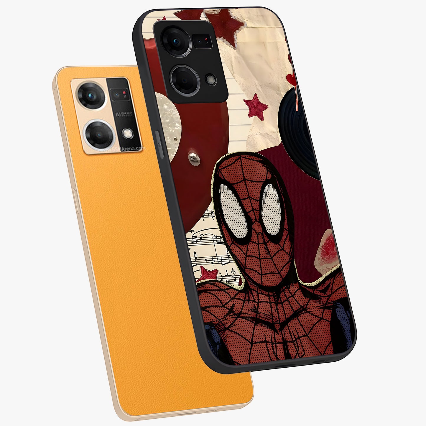 Web Warrior Vibes Glass Case displayed in angled mockup highlighting dynamic web design with comic style aesthetic.