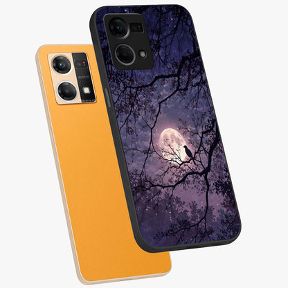 Whispering Moon Silence Glass Case displayed in angled mockup highlighting calm lunar design with dreamy night aesthetic.