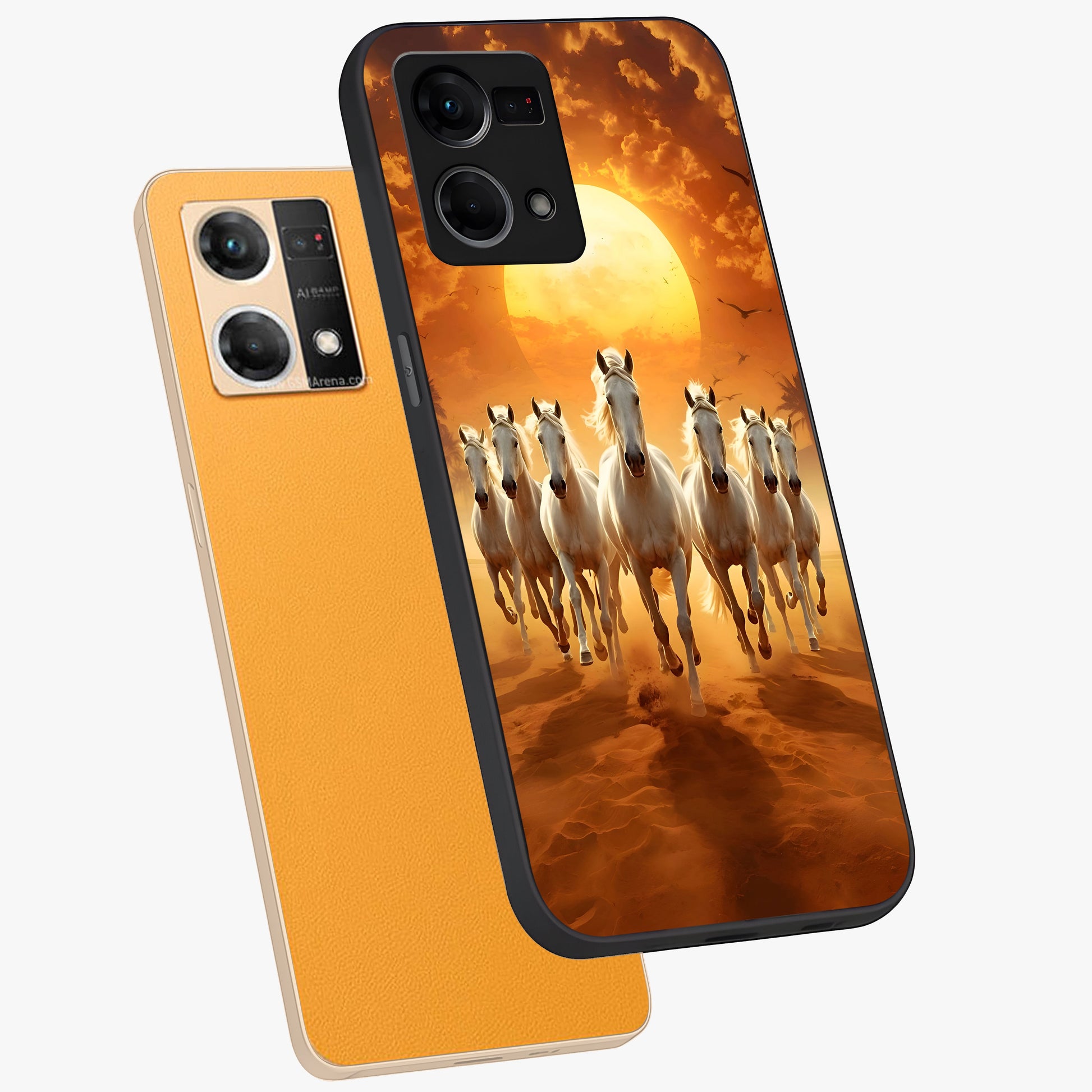 Wild Sunset Majesty Glass Case displayed in angled mockup highlighting vibrant sunset sky design with scenic aesthetic.