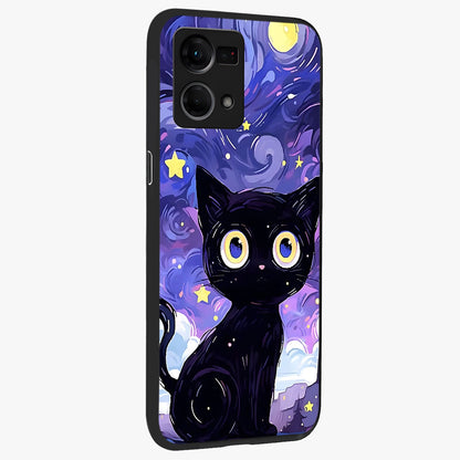 Abstract Cat Art Glass Case upright view showcasing creative feline illustration and aesthetic artistic style.