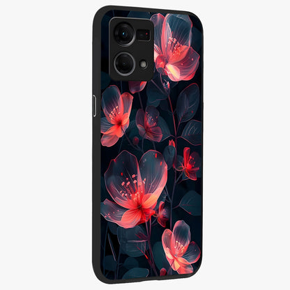 Dark Shade of Flower Glass Case upright view showcasing delicate flower artwork with rich dark floral theme.
