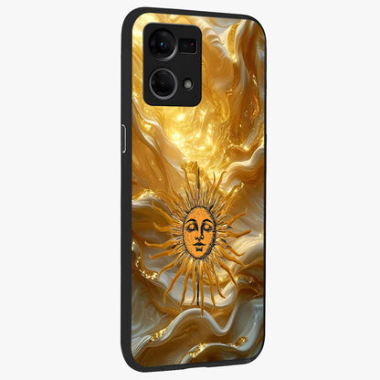 Eternal Golden Glow Glass Case upright view showcasing luminous golden artwork with luxurious visual theme.