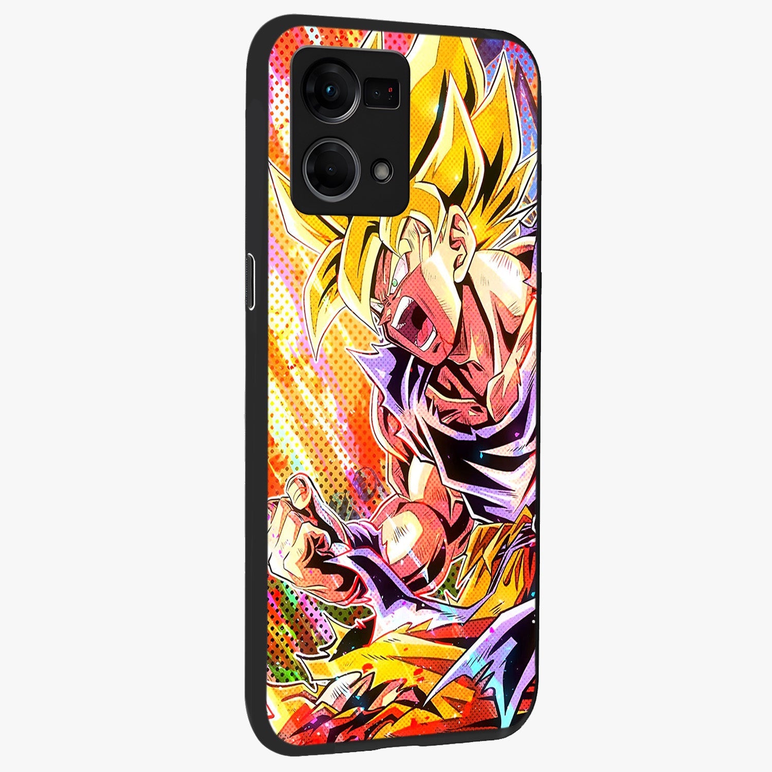 Firing Goku Glass Case upright view showcasing energetic anime artwork with bold warrior theme.