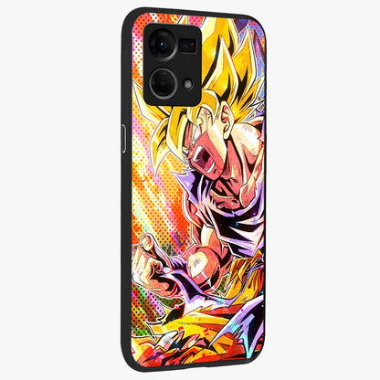 Firing Goku Glass Case upright view showcasing energetic anime artwork with bold warrior theme.