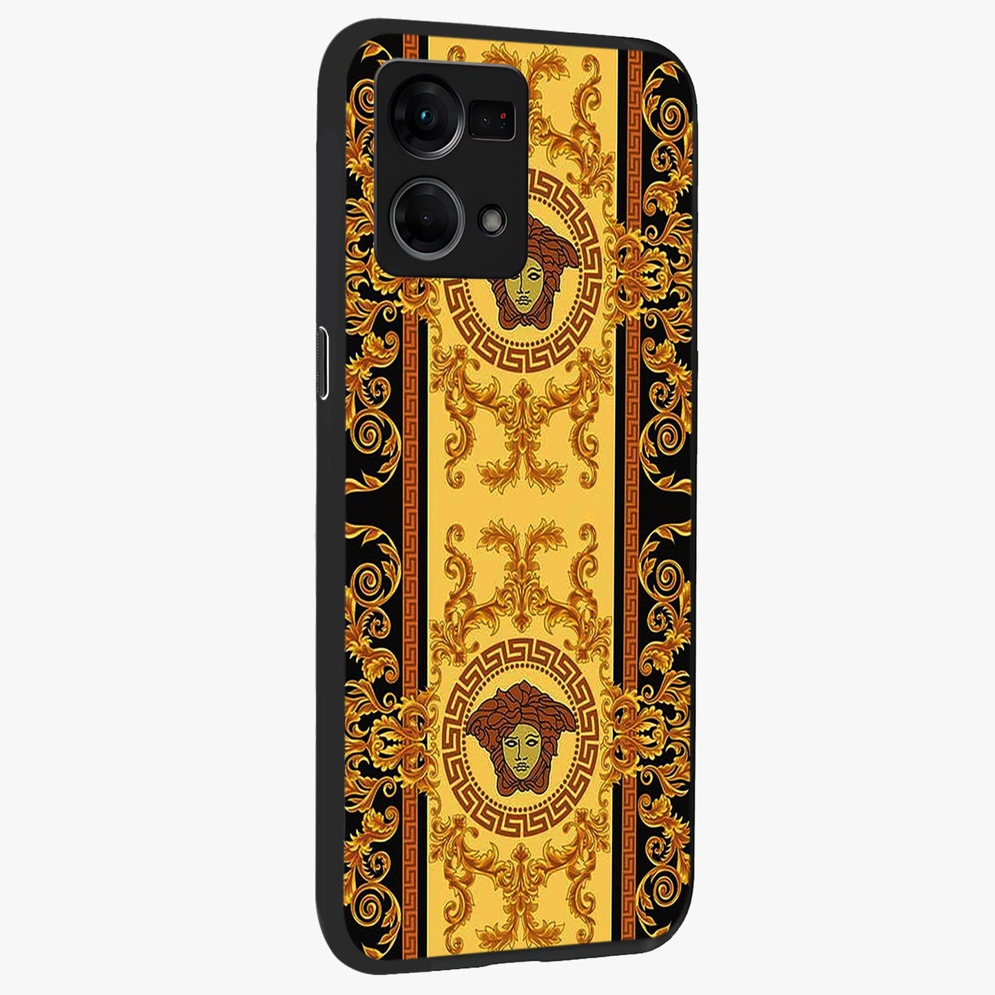Golden Lotus Glow Glass Case upright view showcasing luminous lotus artwork with peaceful divine theme.