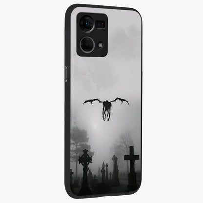 Graveyard Shadow Descent Glass Case upright view showcasing haunting graveyard artwork with dramatic dark theme.