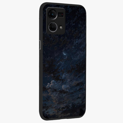 Lunar Veil Silence Glass Case upright view showcasing calm moon themed artwork with serene night atmosphere.
